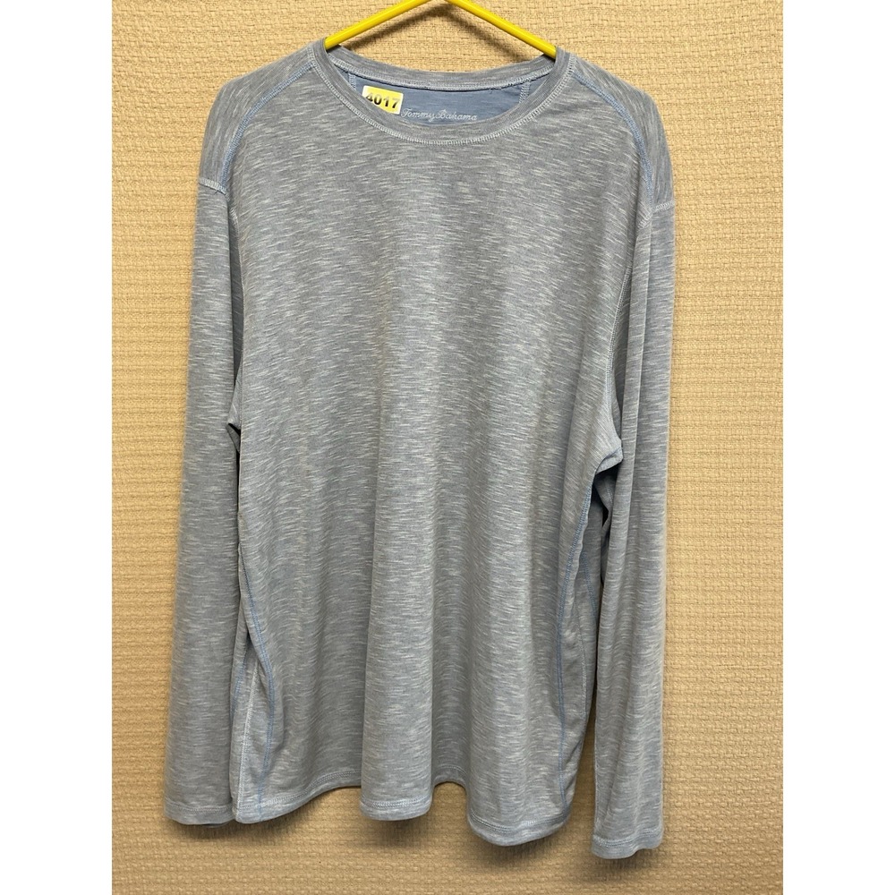 Tommy Bahama Mens 2XL Basic T-Shirt Blue Long Sleeve Top‎ Simple Relaxed Fit Tee